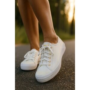 Keds Triple Kick Platform Women 9 Yellow Tie Dye Lace Up Shoes Sneakers Preppy